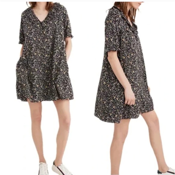 Madewell Ruffle Mini Dress Sz XXS Floral Girly Frilly Summer Lightweight Button - Picture 1 of 10